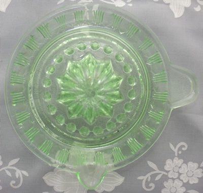 Crown Crystal Glass uranium green glass juicer top view