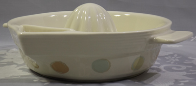 White with pastel polka dots juicer side view