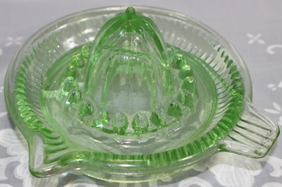 The Big W Chinese green glass ribbed juicer 