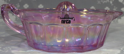 Side view of NRCA 2011 convention iridescent glass juicer