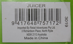 Lime green and clear plastic 2 piece juicer label