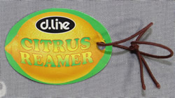 The label on a d.line yellow plastic citrus reamer