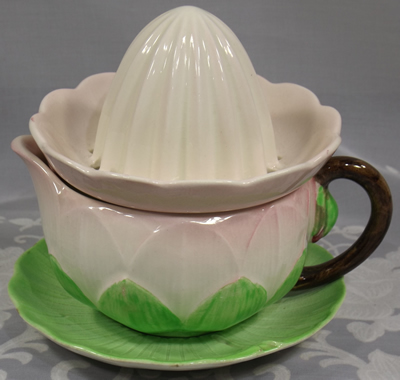 Carlton Ware pink water lily juicer with plate