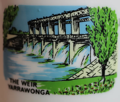 The image on a Westminster 'The Weir Yarrawonga' souvenir juicer 