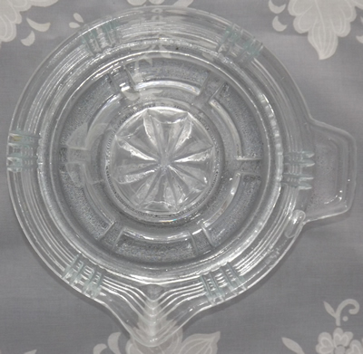 Top view of a possible Hazel Atlas 'crisscross' clear glass juicer