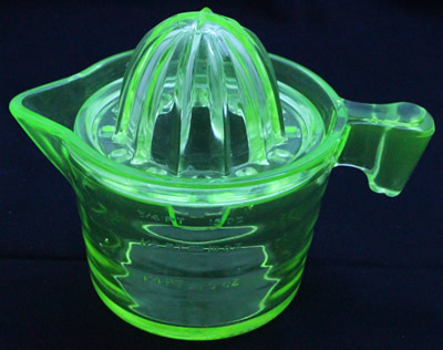 Crown Crystal Glass uranium green glass insert juicer