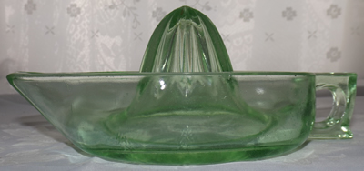 Side view of large 'Coke' green Crown Crystal juicer