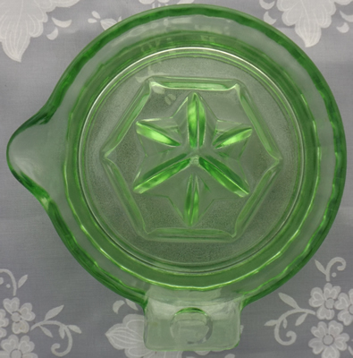 Top view of a Hazel Atlas unembossed green glass juicer