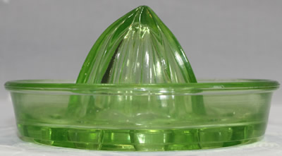 Top view of a green L E Smith juicer insert