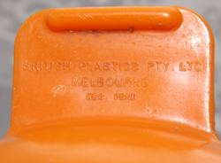 Orange British Plastics juicer embossed marks