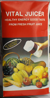 Box for a Vital 3 piece white and grey hand juicer