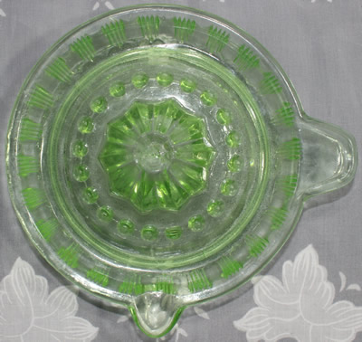 Top view of a Crown Crystal Glass Type1 green glass juicer