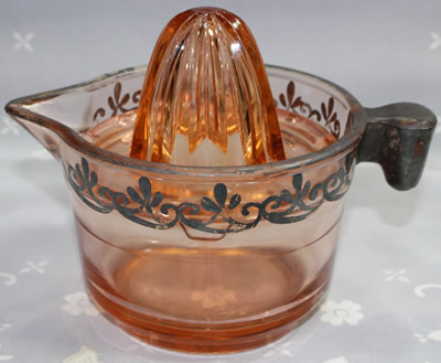 Unembossed squarish loop handle amber glass juicer