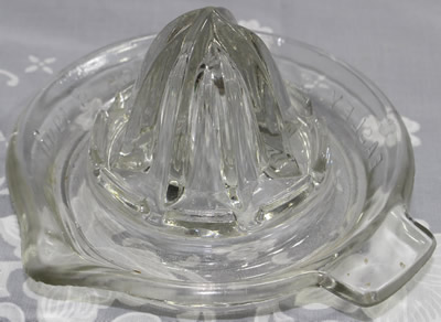 EASLY'S IMPROVED PAT. MARCH 6 1900 clear glass saucer juicer