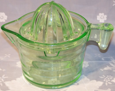 Crown Crystal (Australia) 2 cup measuring jug green uranium glass juicer