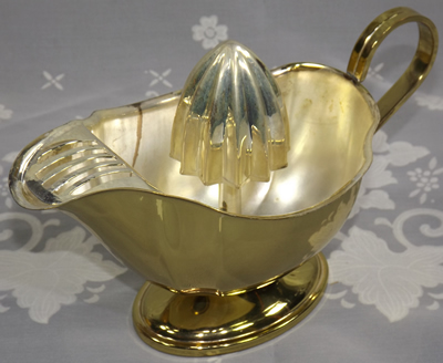 Gold gild silver plate strainer juicer with removable reamer