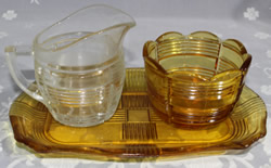 'Crosscut' Sugar & Creamer Tray (Amber)