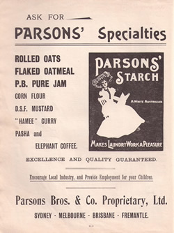 Parsons Starch - Anthony Horderns 1907