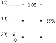 Percentage to Decimal to Fraction conversions - 1